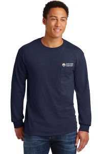 Gildan - Ultra Cotton 100% Cotton Long Sleeve T-Shirt with Pocket.  2410