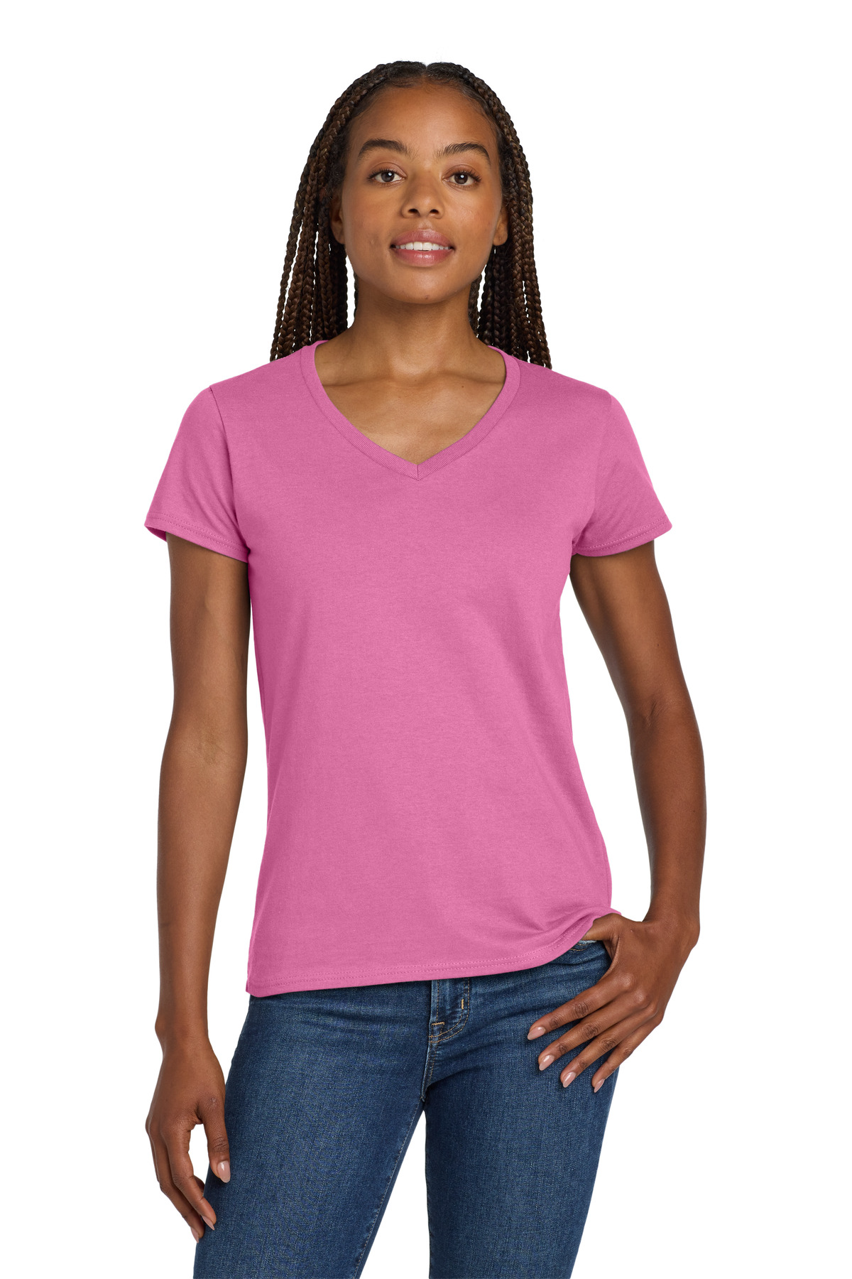 Gildan Women's Heavy Cotton 100% Cotton V-Neck T-Shirt. 5V00L