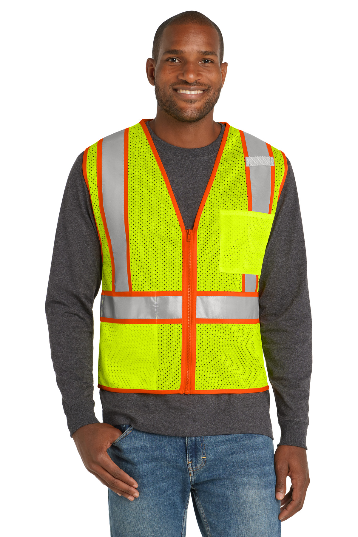 CornerStone  ANSI 107 Class 2 Mesh Zippered Two-Tone Vest. CSV103
