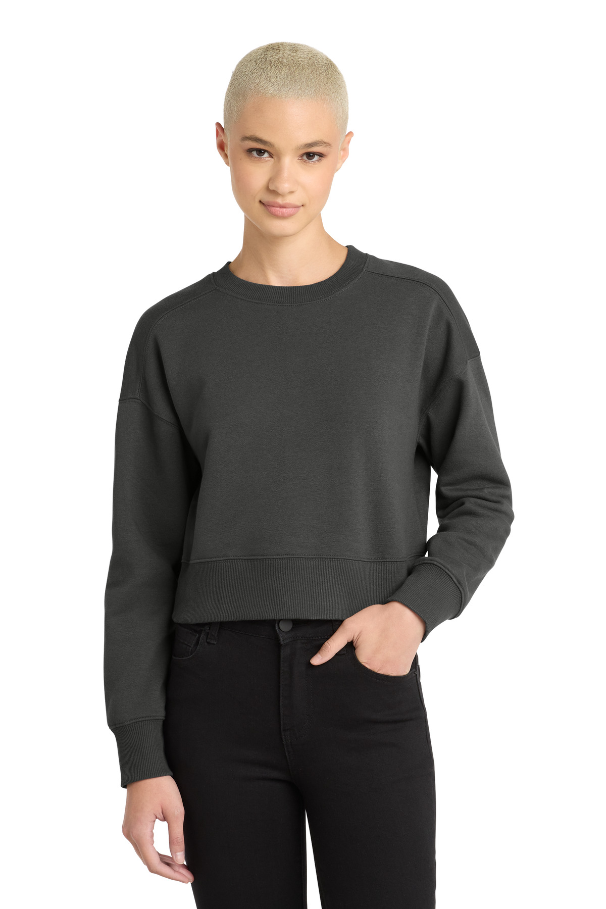 District  Women's Perfect Weight  Fleece Cropped Crew DT1105