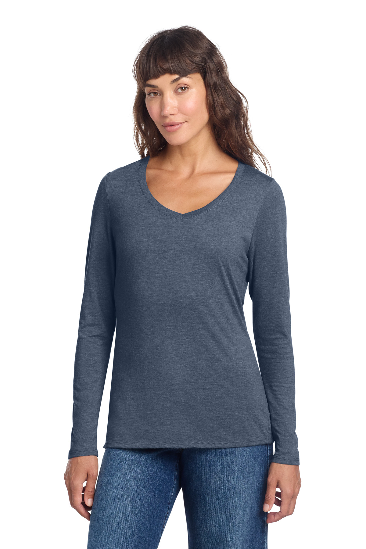 District Women's Perfect Tri Long Sleeve V-Neck Tee DT135