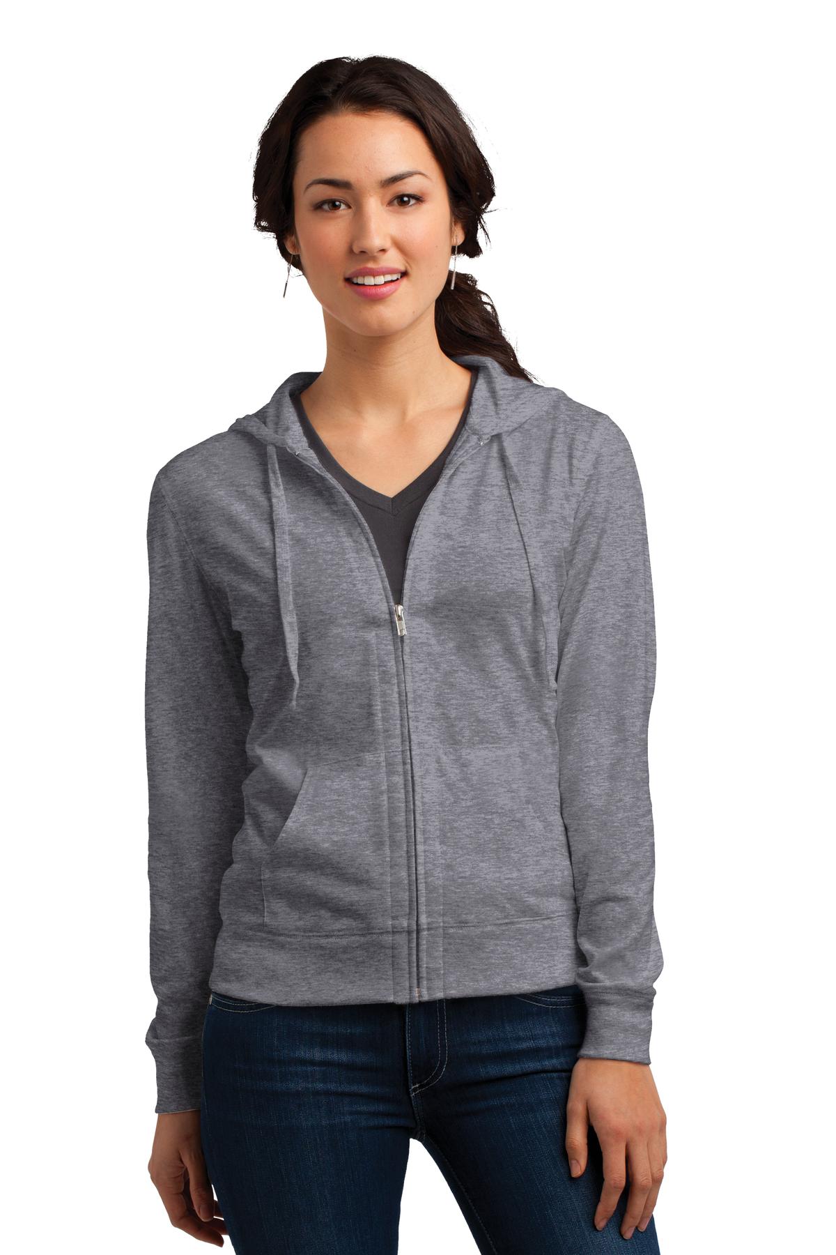 District Women's Fitted Jersey Full-Zip Hoodie. DT2100