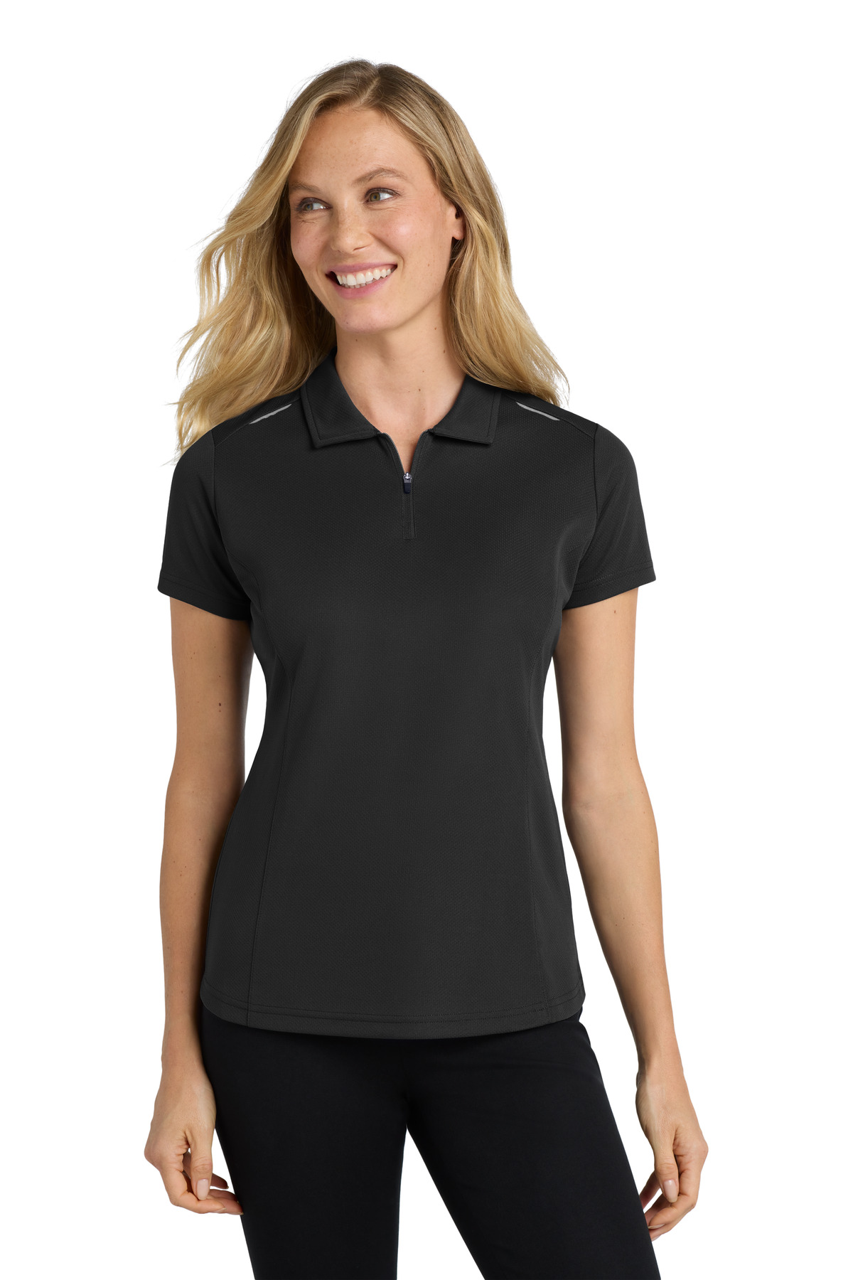Port Authority Women's Pinpoint Mesh Zip Polo. L580
