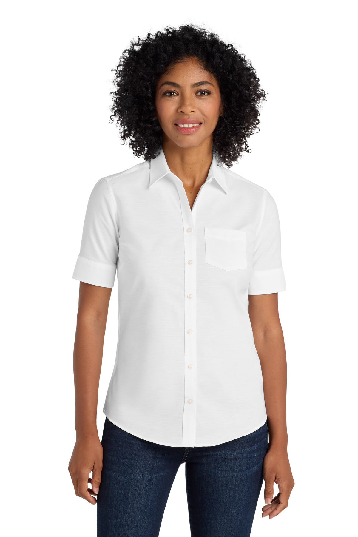 Port Authority Women's Short Sleeve SuperPro Oxford Shirt. L659