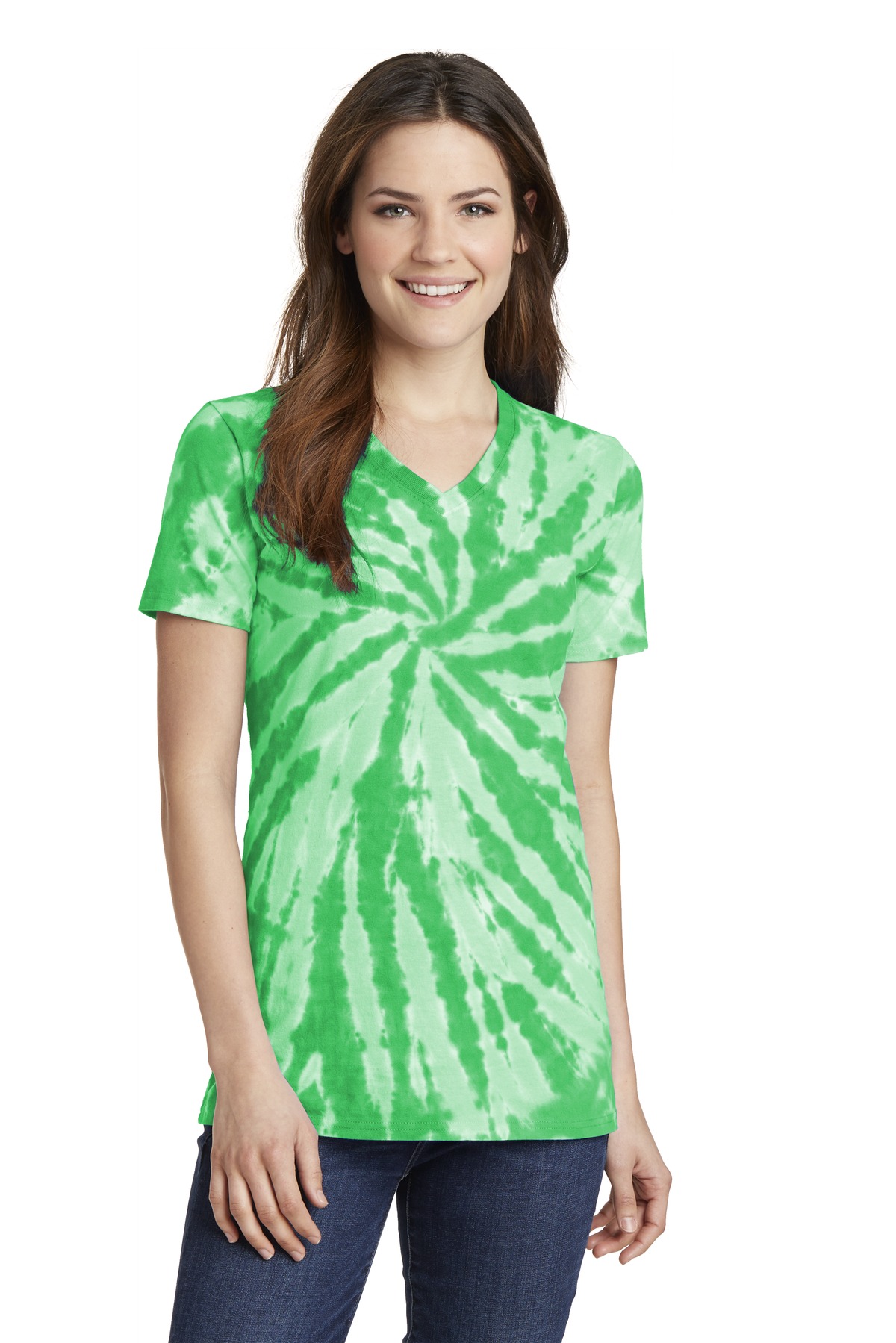 Port & Co Women's Tie-Dye V-Neck Tee.  LPC147V
