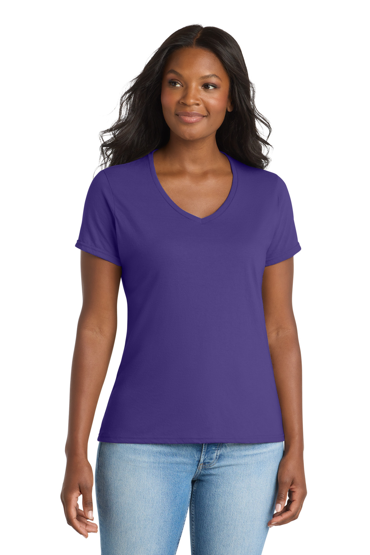 Port & Co Women's Performance Blend V-Neck Tee. LPC381V