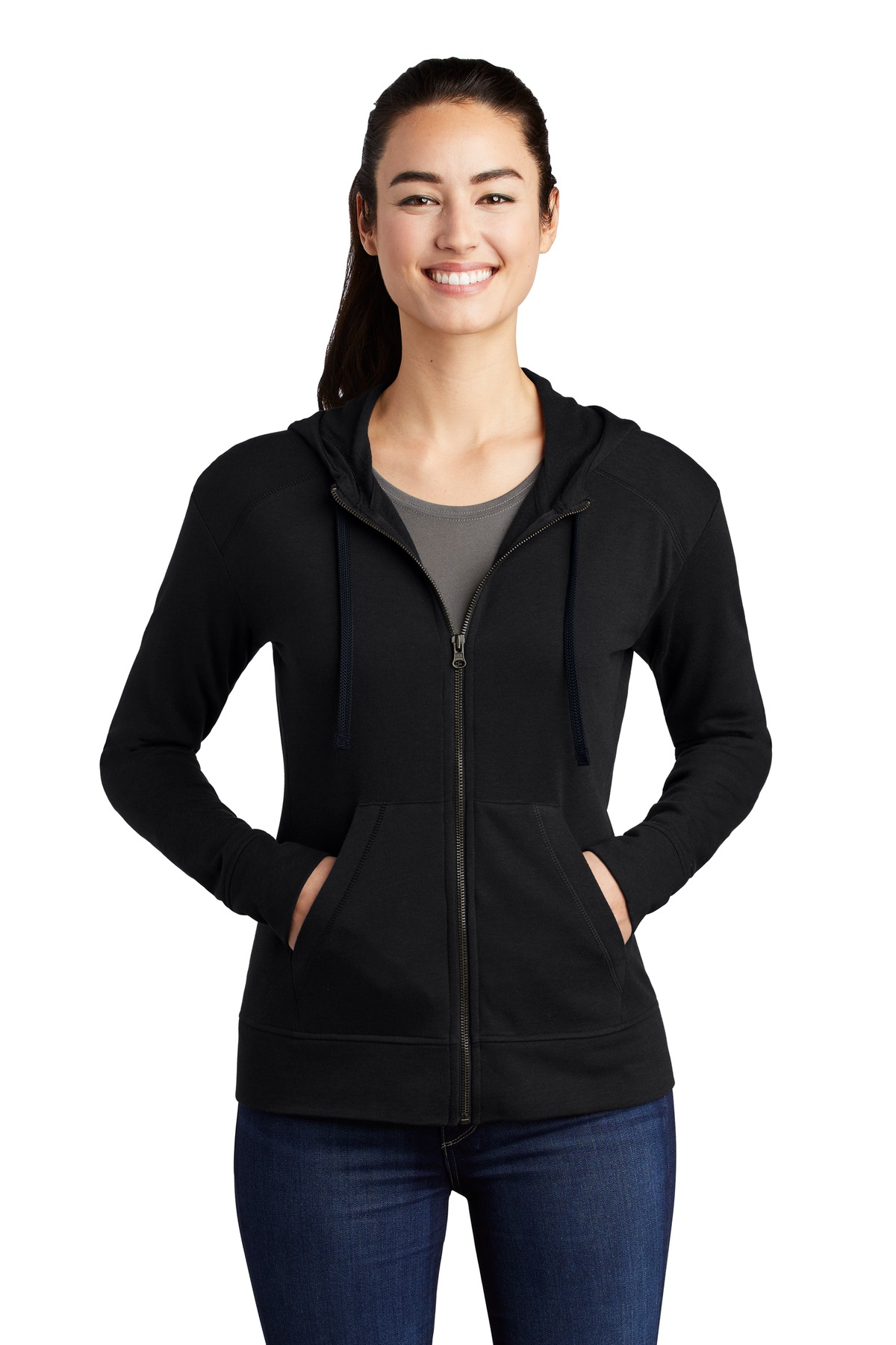 Sport-Tek Women's PosiCharge Tri-Blend Wicking Fleece Full-Zip Hooded Jacket LST293