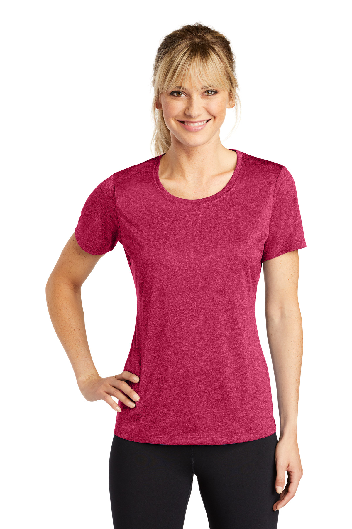 Sport-Tek Women's Heather Contender Scoop Neck Tee. LST360