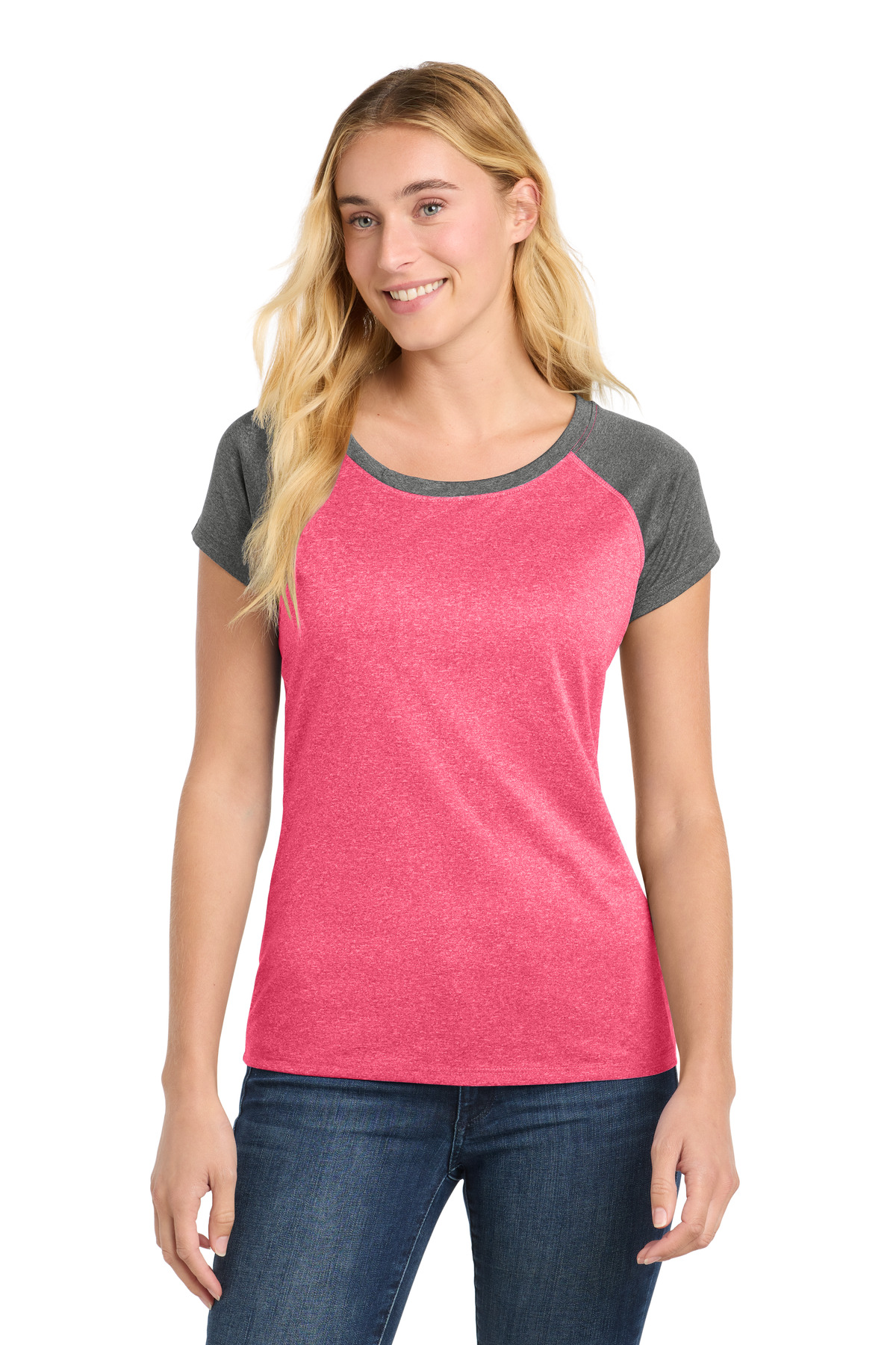 Sport-Tek  Women's Heather-On-Heather Contender  Scoop Neck Tee. LST362