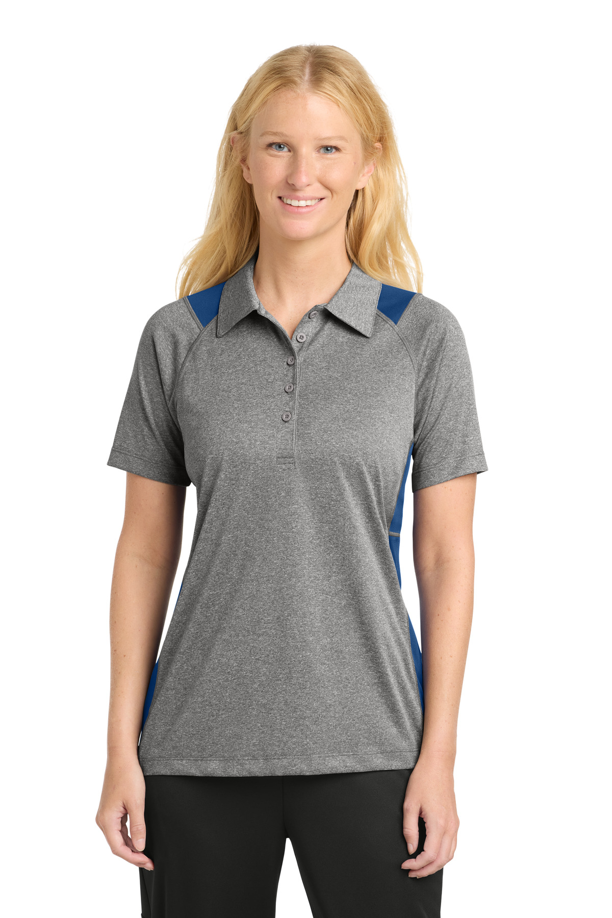 Sport-Tek Women's Heather Colorblock Contender Polo. LST665