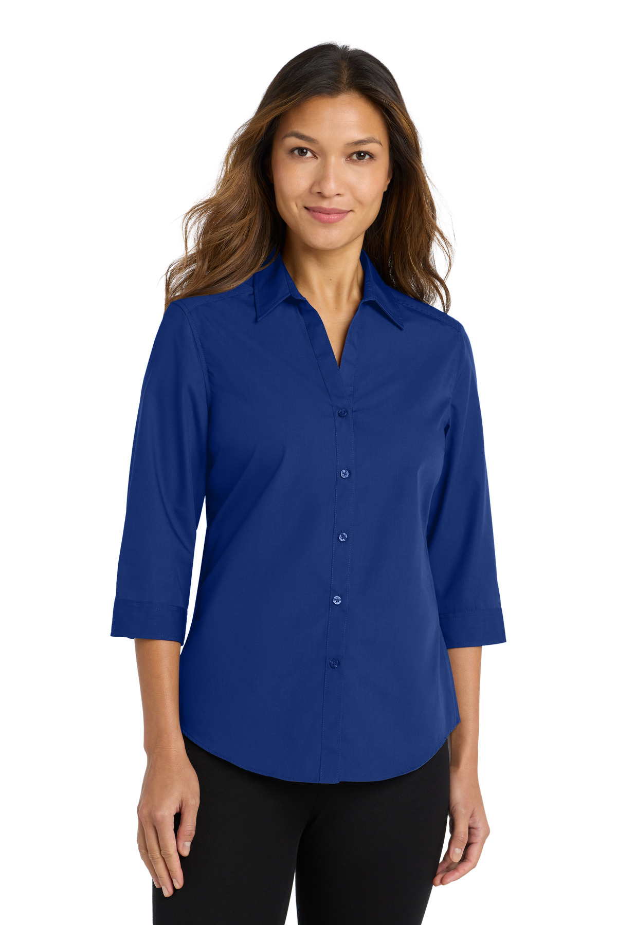 Port Authority Women's 3/4-Sleeve Carefree Poplin Shirt. LW102