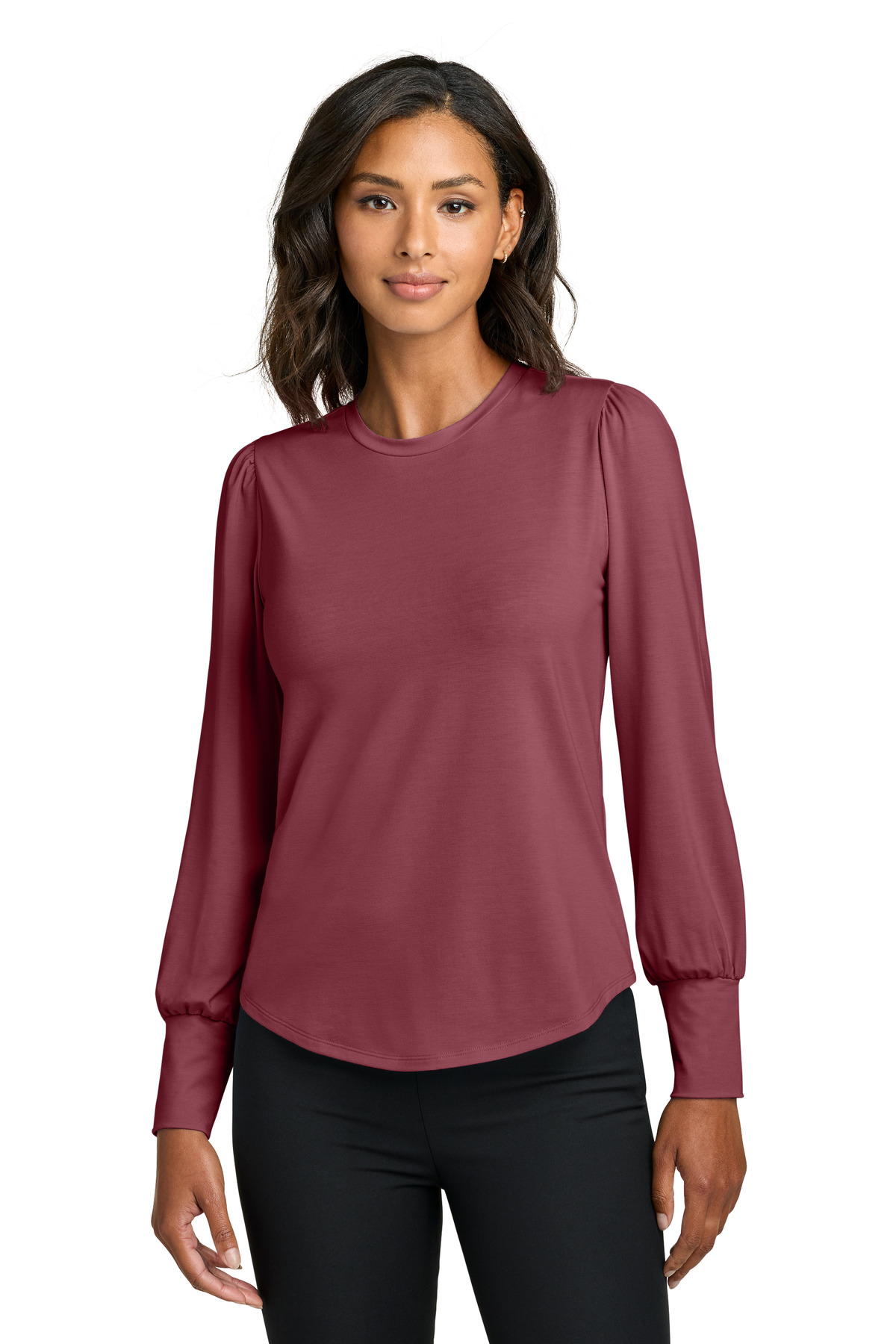Mercer+Mettle Women's Stretch Jersey Long Sleeve Blouson Top MM1019