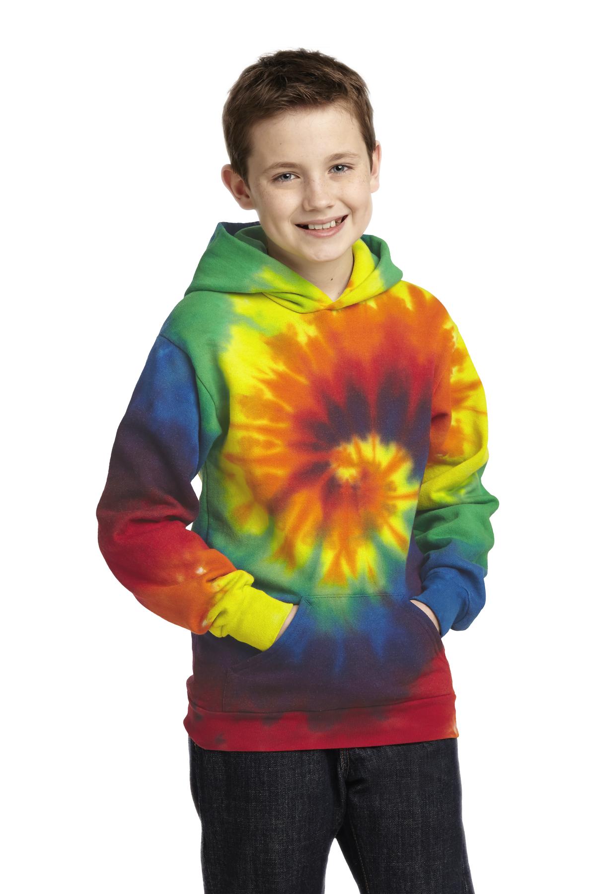 Port & Co Youth Tie-Dye Pullover Hooded Sweatshirt. PC146Y