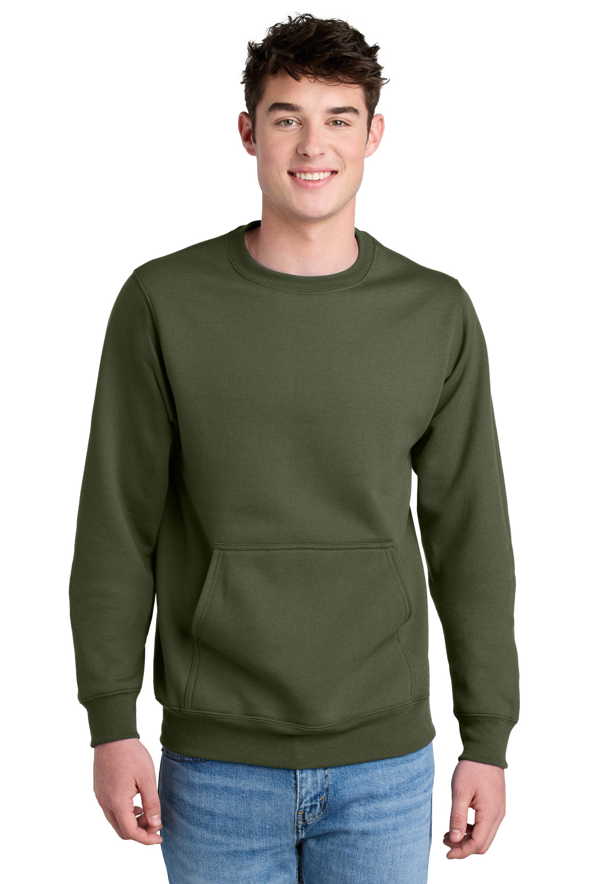 Port & Co Core Fleece Crewneck Pocket Sweatshirt PC78PKT