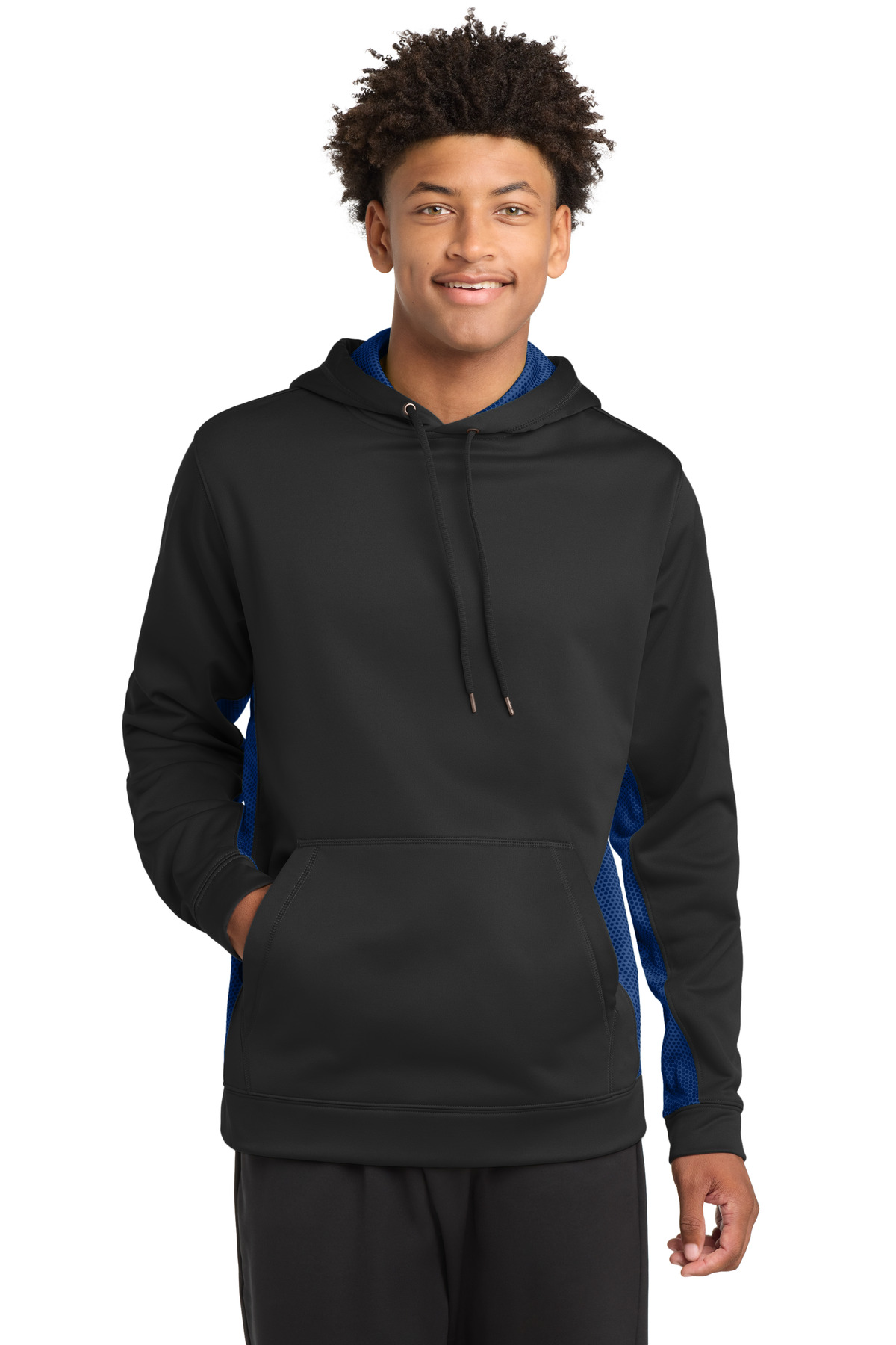 Sport-Tek Sport-Wick CamoHex Fleece Colorblock Hooded Pullover. ST239