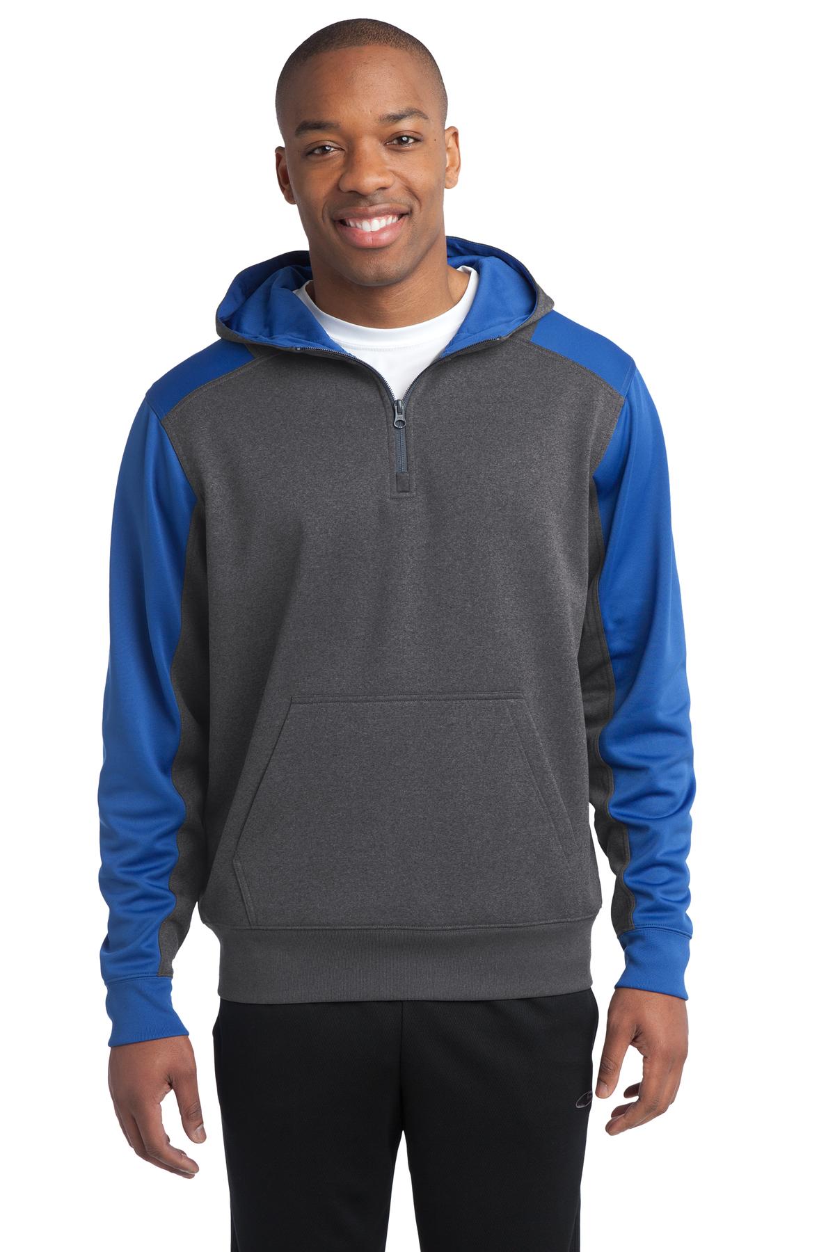 Sport-Tek Tech Fleece Colorblock 1/4-Zip Hooded Sweatshirt. ST249