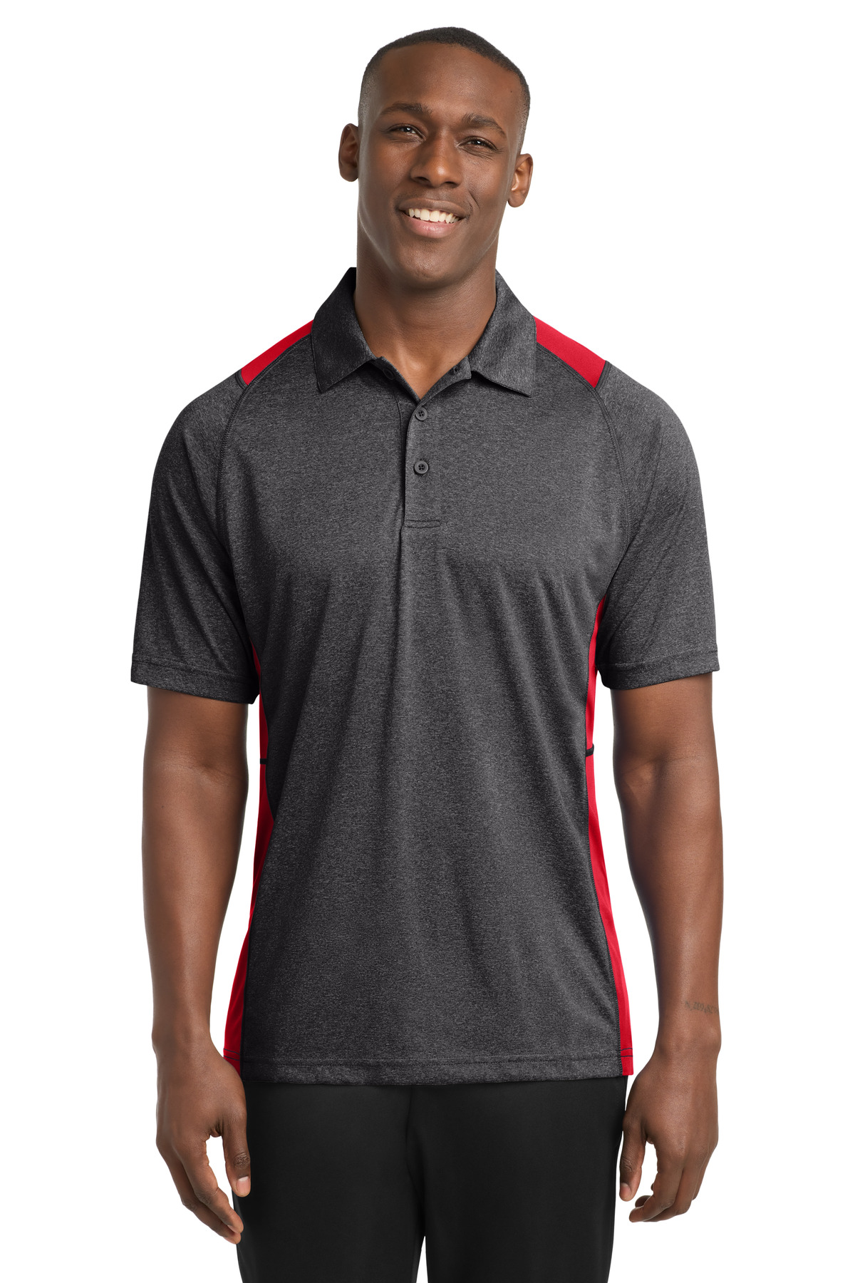 Sport-Tek Heather Colorblock Contender Polo. ST665