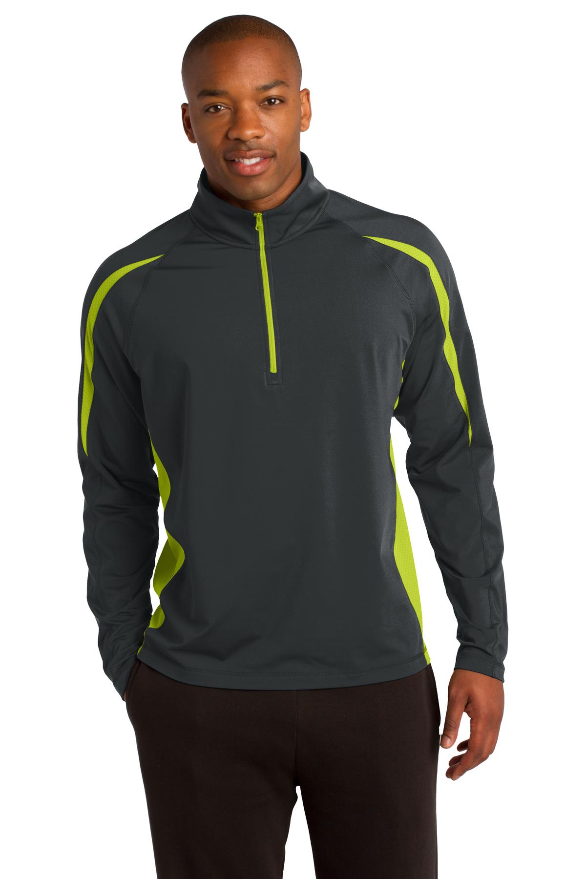 Sport-Tek Sport-Wick Stretch 1/4-Zip Colorblock Pullover. ST851