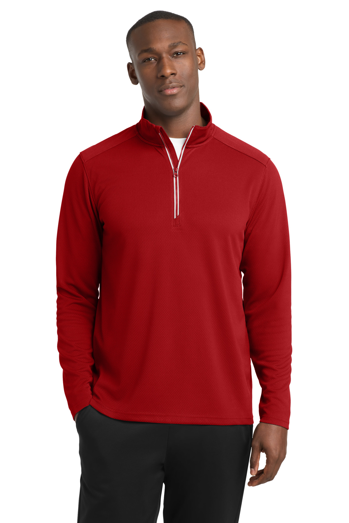 Sport-Tek Sport-Wick Textured 1/4-Zip Pullover.  ST860