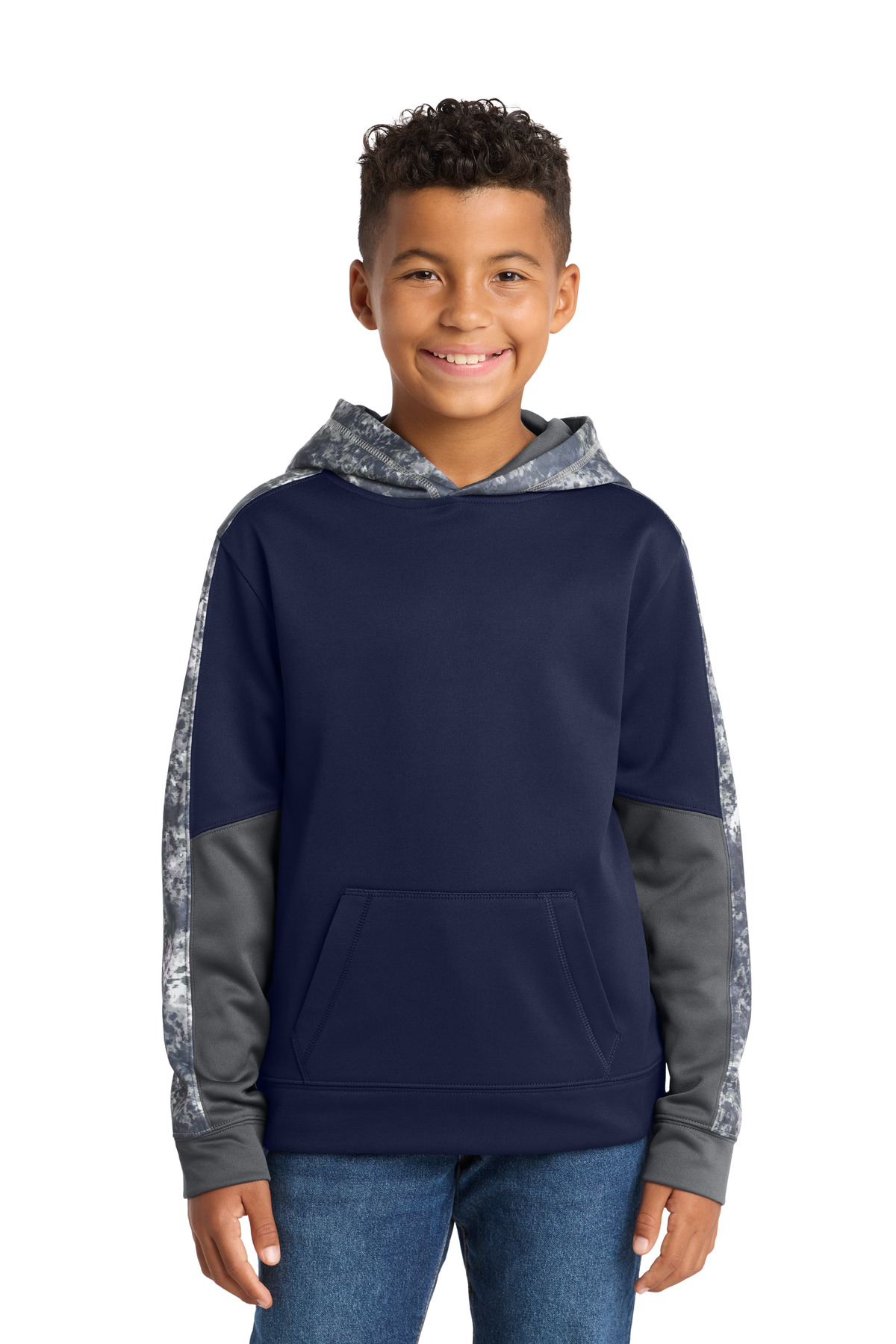 Sport-Tek Youth Sport-Wick Mineral Freeze Fleece Colorblock Hooded Pullover. YST231