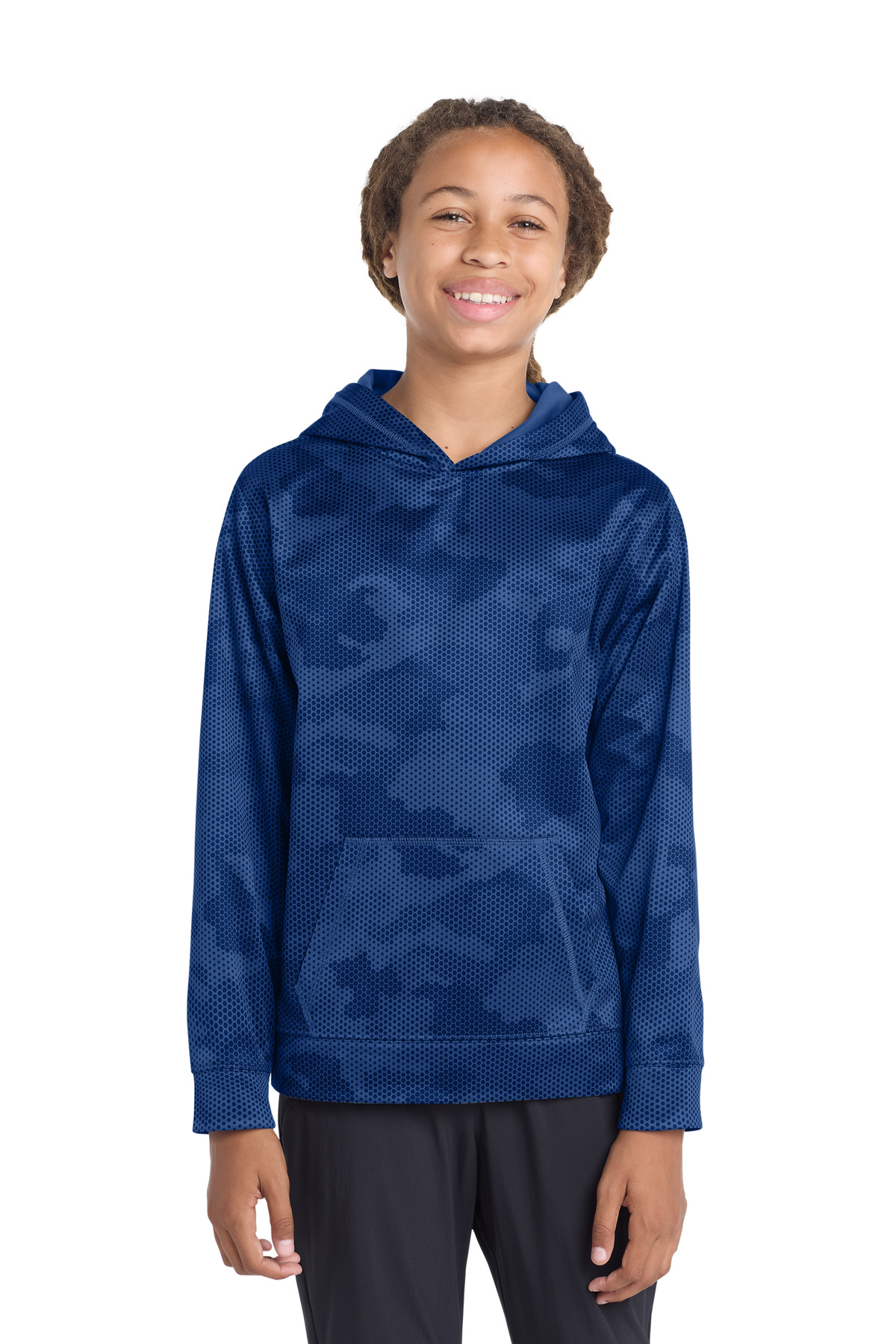 Sport-Tek Youth Sport-Wick CamoHex Fleece Hooded Pullover.  YST240
