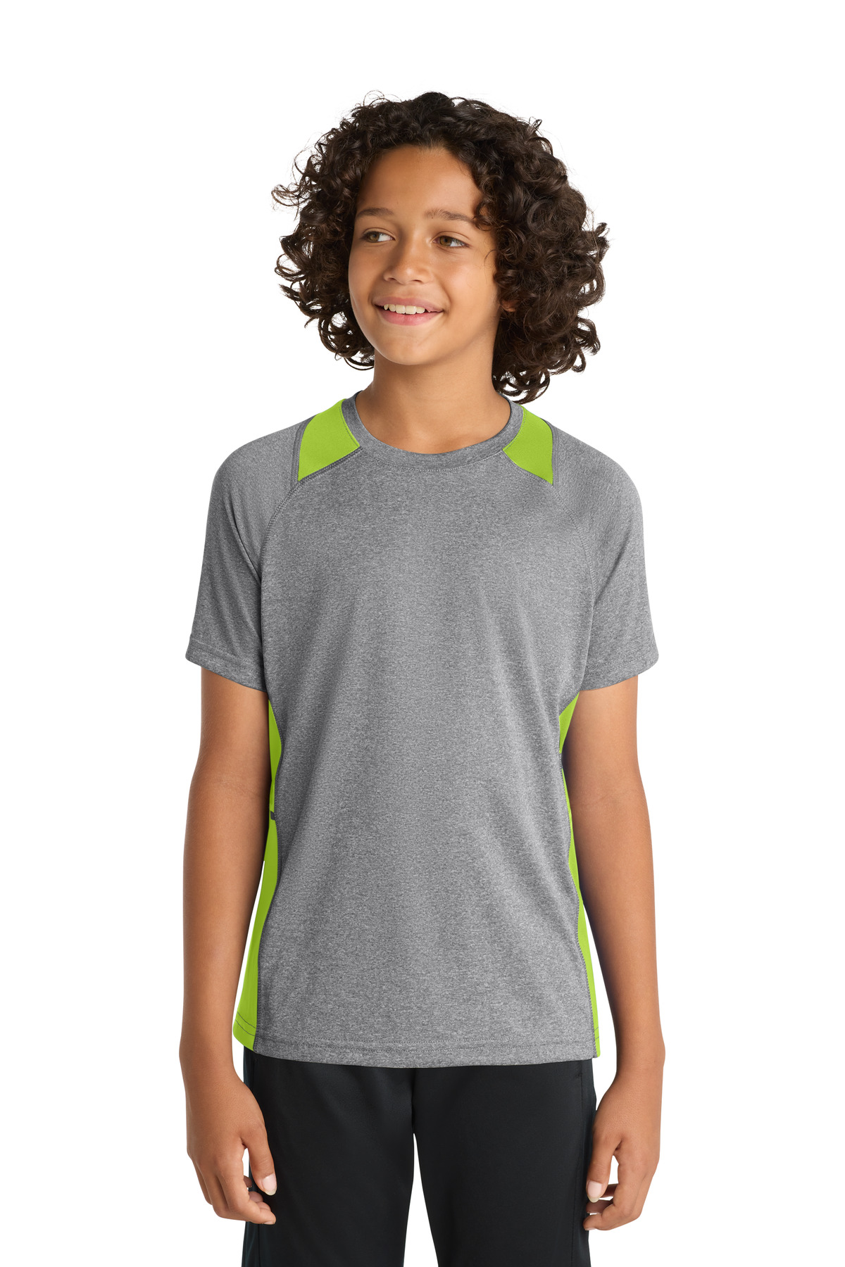 Sport-Tek Youth Heather Colorblock Contender Tee. YST361